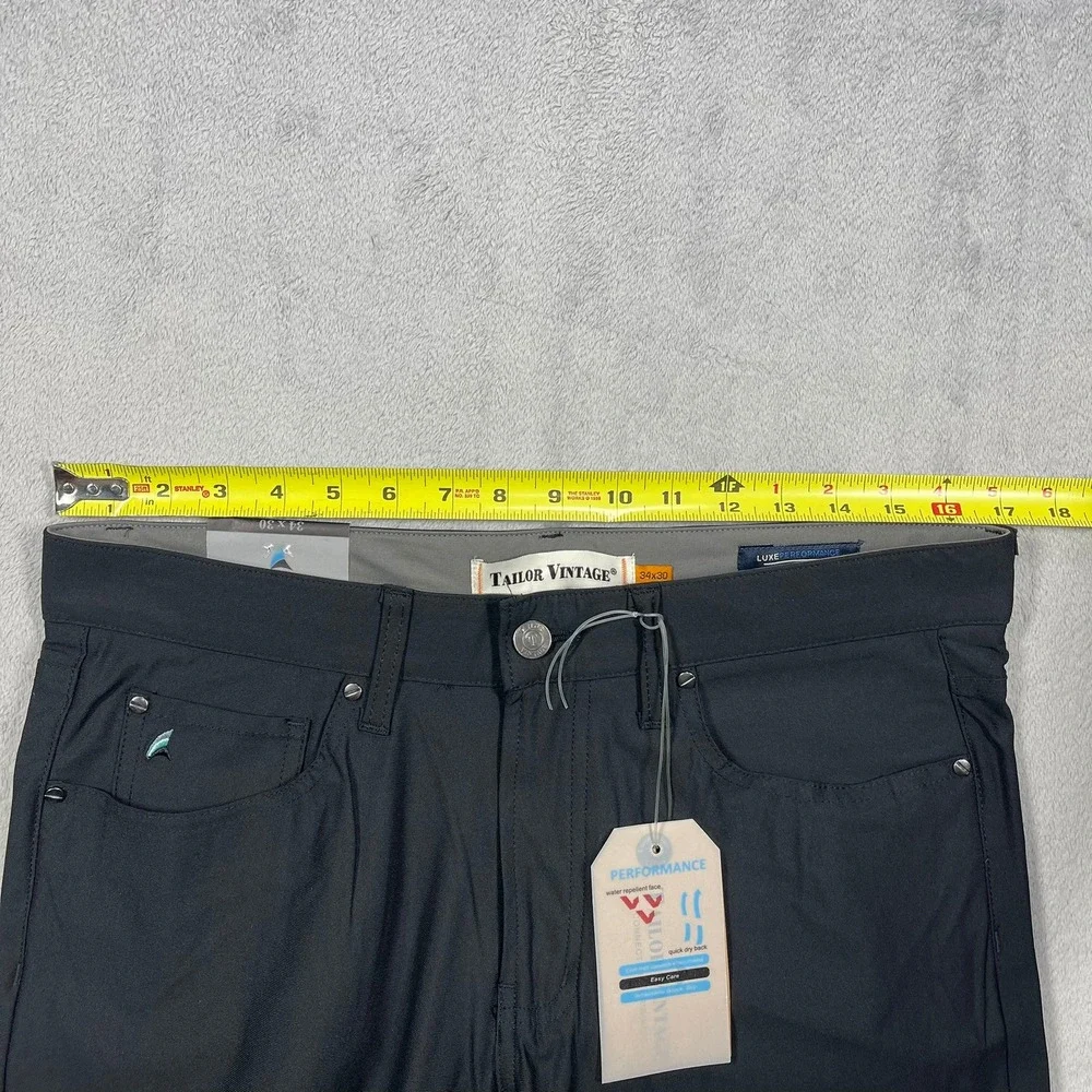 Tailor Vintage Performance Pants Mens 34x30(29 Black New Canaan Slim Fit Stretch
